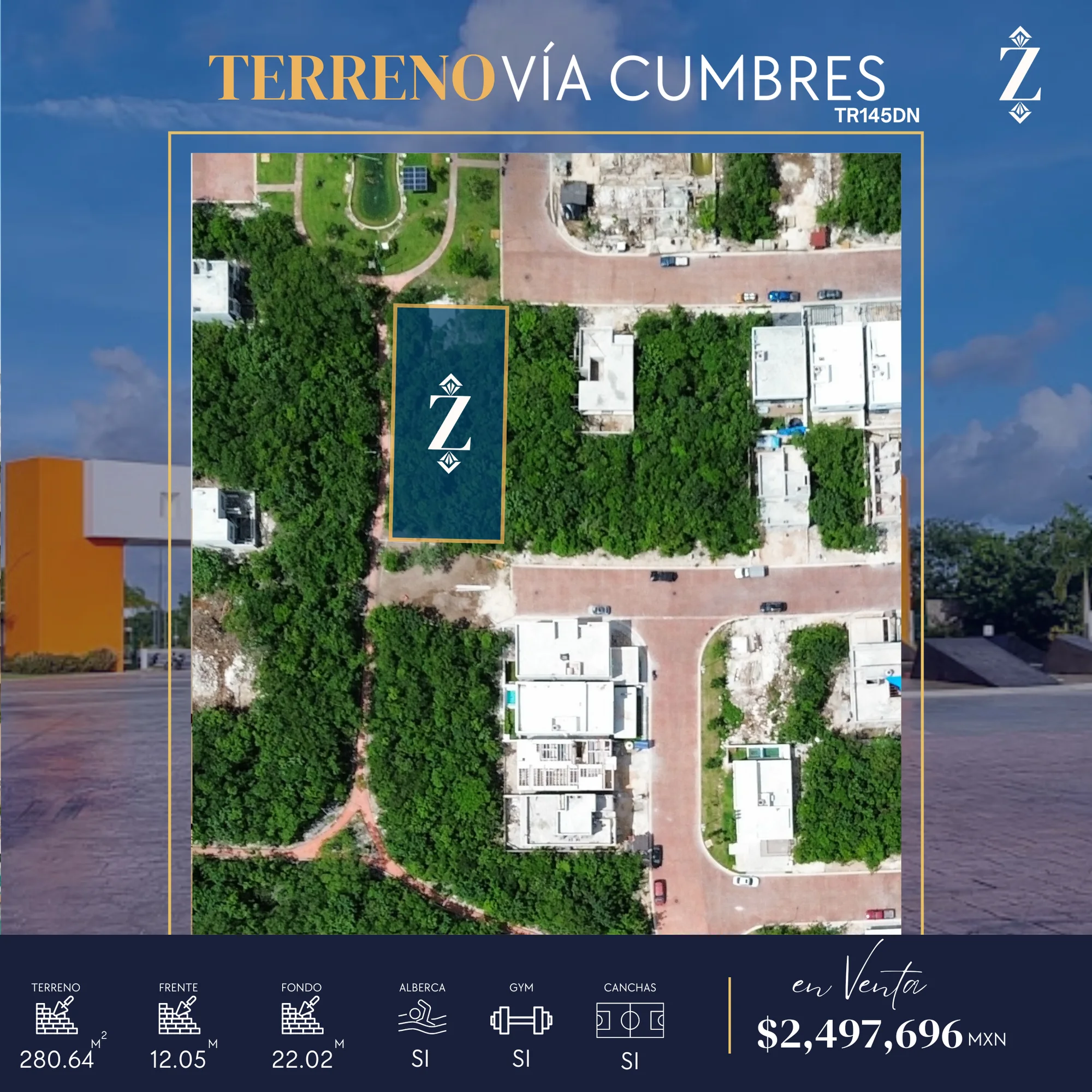 Vía Cumbres Land in Cancún - TERRENOS VIA CUMBRES TV145DN (2)